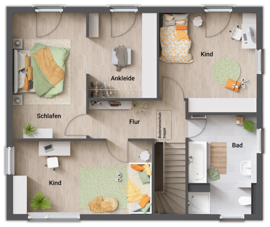 Grundriss Obergeschoss des Flair 152 RE